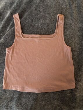 Old Navy Ribbed Square-Neck Crop Tank - Dusty Mauve